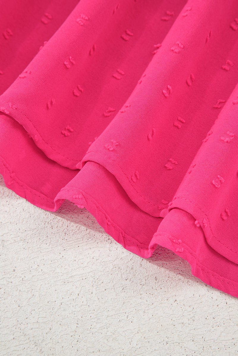 Sachet Pink Swiss Dot Smocked Frilled Neckline Plus Size Dress - Love Salve